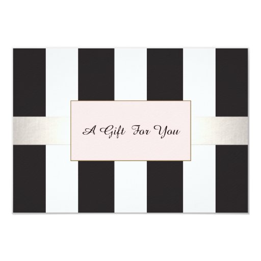 Elegant Striped Spa and Salon Gift Certificate 3.5x5 Paper Invitation Card