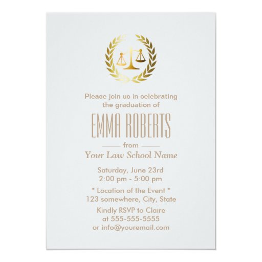 Simple Plain Silver Law School Graduation 5x7 Paper Invitation Card