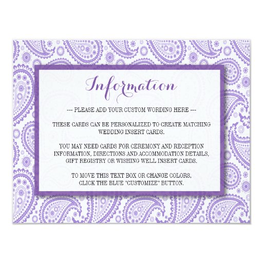 The Modern Paisley Wedding Collection - Purple 4.25x5.5 Paper Invitation Card