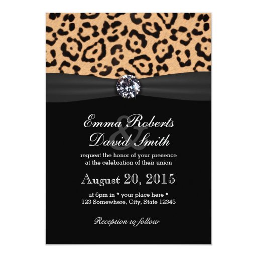 Bright Diamond & Leopard Print Wedding 5x7 Paper Invitation Card