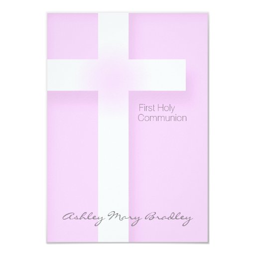 Modern First Holy Communion in Pink - Custom 3.5x5 Paper Invitation Card