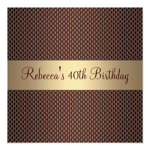 Elegant Chocolate 40th Birthday Party 5.25x5.25 Square Paper Invitation Card