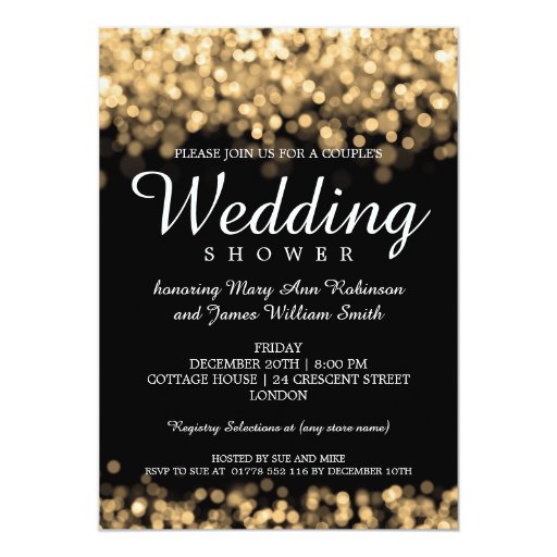 Elegant Couples Shower Gold Lights 5x7 Paper Invitation Card