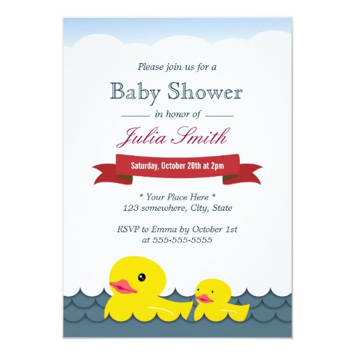 Cute Rubber Ducks Baby Shower Invitations 5" X 7" Invitation Card