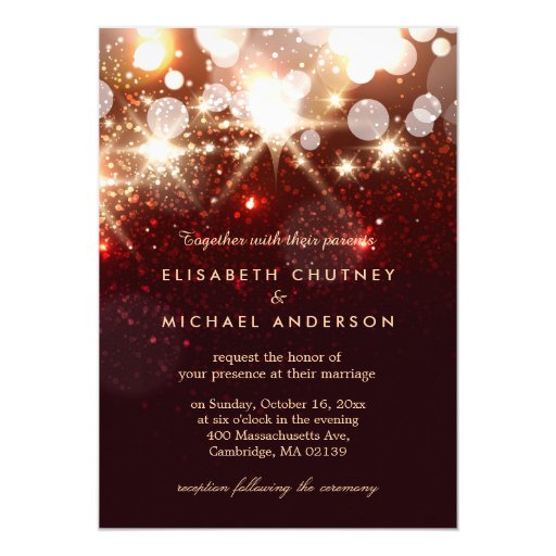 Modern Gold Glitter Sparkles Elegant Wedding 5x7 Paper Invitation Card