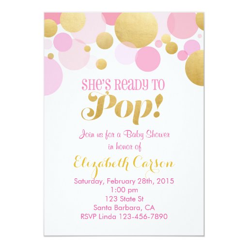 Pink and Gold Baby Shower Invitation 5" X 7" Invitation Card