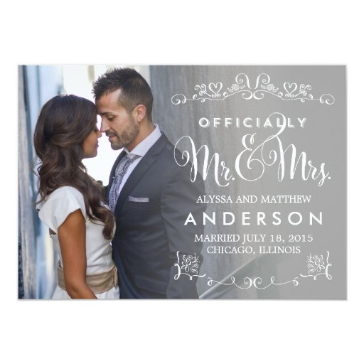 Official Titles Wedding Announcement - Gray 5" X 7" Invitation Card