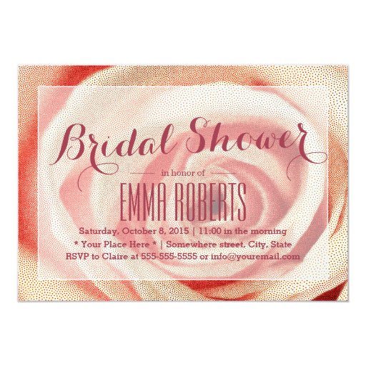 Elegant Stipple Rose Bridal Shower 5x7 Paper Invitation Card