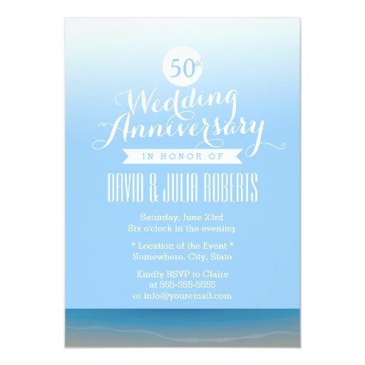 Blue Sky Beach Breeze Wedding Anniversary 5x7 Paper Invitation Card