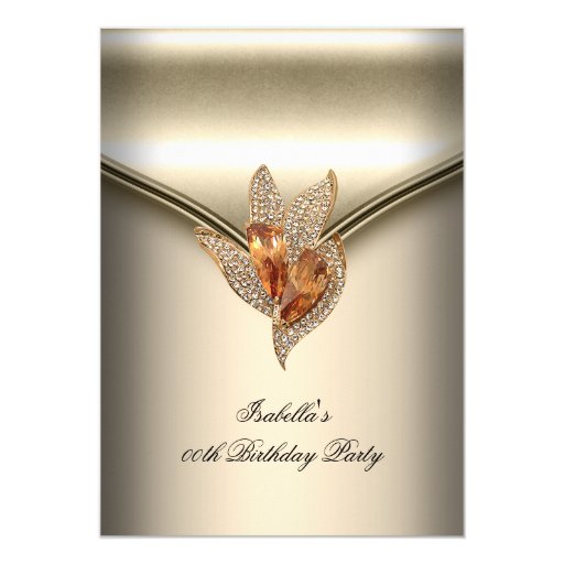 Elegant Caramel Beige Gold Birthday Party 5x7 Paper Invitation Card