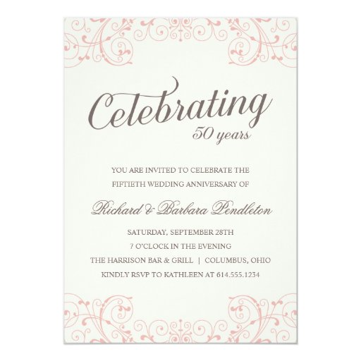 Elegant 50th Wedding Anniversary Party 5x7 Paper Invitation Card