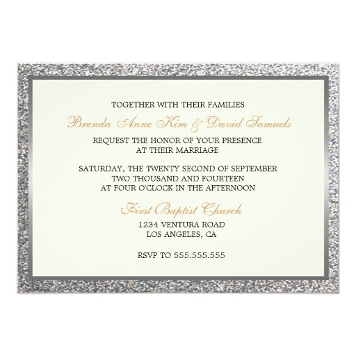 Elegant Glitter Wedding Invitation 5" X 7" Invitation Card