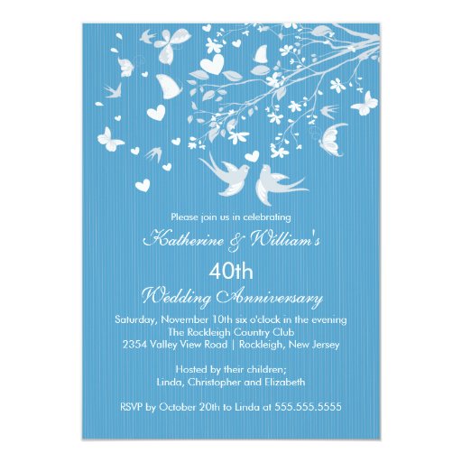 Modern Love Birds Anniversary Party Invitation 5" X 7" Invitation Card