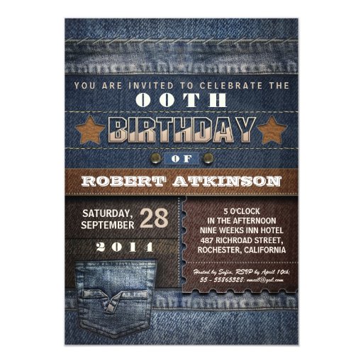 cool jeans design modern birthday invitations 5" x 7" invitation card