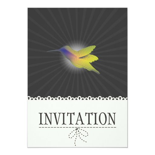 Classy Hummingbird Laced Dark Wedding Invitation 5" X 7" Invitation Card