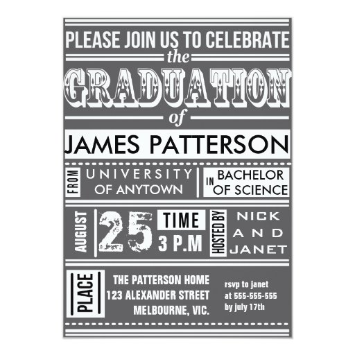 Modern poster graduation party 5x7 paper invitation card