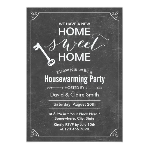 Chalkboard New Home Sweet Home Housewarming Party 5x7 Paper Invitation Card