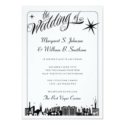 Elegant Las Vegas Strip Skyline Wedding Invitation 5" X 7" Invitation Card