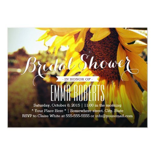 Beautiful Sunflower Bridal Shower Invitations 5" X 7" Invitation Card