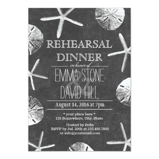 Chalkboard Beach Theme Wedding Rehearsal Dinner 5x7 Paper Invitation Card