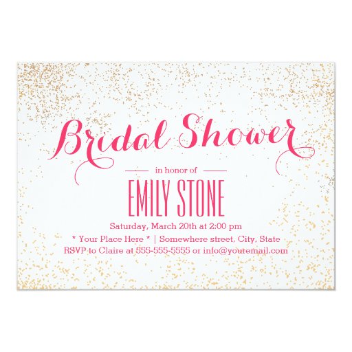 Stylish Gold Confetti Bridal Shower 5x7 Paper Invitation Card