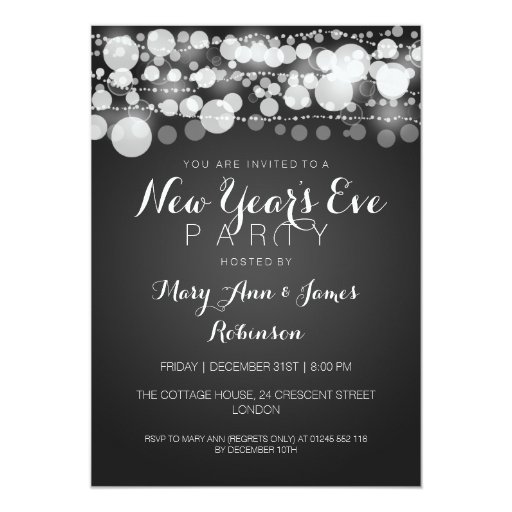 New Year's Eve Party Modern Dots Black 5x7 Paper Invitation Card