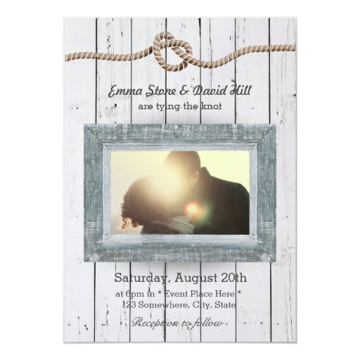 Rustic Weathered Wood Background Photo Wedding 5x7 Paper Invitation Card