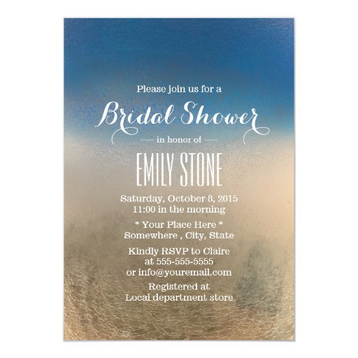 Stylish Blue & White Bridal Shower Invitations 5" X 7" Invitation Card