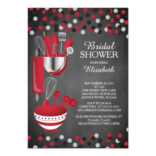 Modern Confetti Kitchen Bridal Shower Invitations 5" X 7" Invitation Card