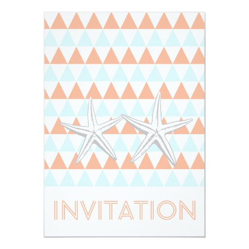 Classy Starfish Couple Engagement Party Invitation 5" X 7" Invitation Card