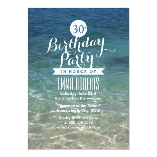 Summer Beach Clean Sand & Sea Water Birthday Party 5x7 Paper Invitation Card