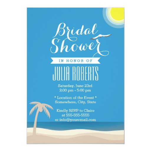 Summer Beach Theme Bridal Shower Invitations 5" X 7" Invitation Card
