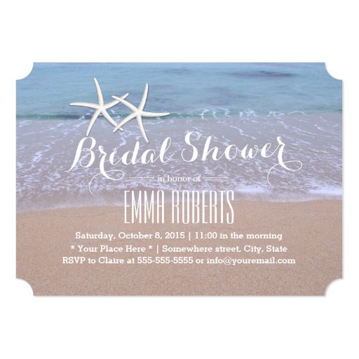 Starfish Beach Theme Bridal Shower Invitations 5" X 7" Invitation Card