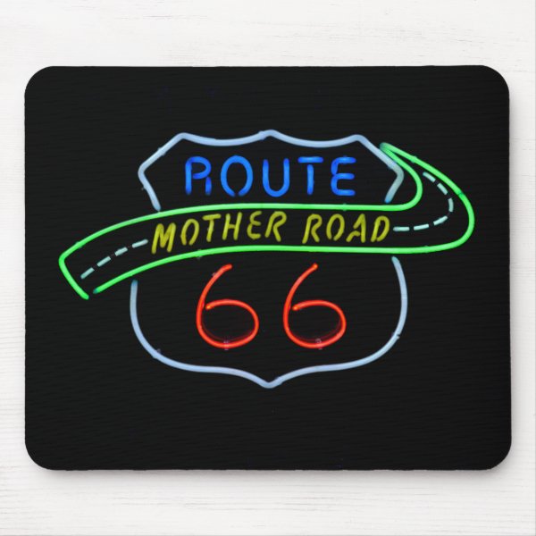 Route 66, The Mother Road, Neon Sign Mouse Pad
