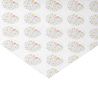 Retro Daisy Flowers with Yellow and Pink Circles 10" X 15" Tissue Paper