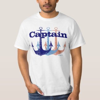 Blue anchor Captain nautical personalized T-Shirt