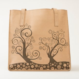 Swirl trees with circle pattern tote