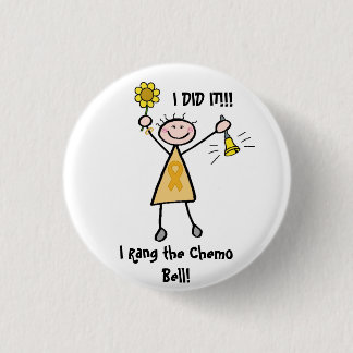 chemo cancer bell childhood ribbon button last treatment gifts accessories zazzle badge cm round gift