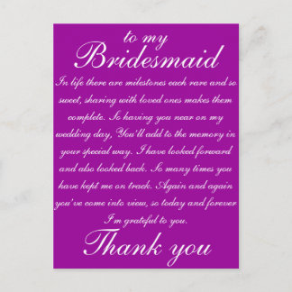 Bridesmaid Thank You Cards Zazzle