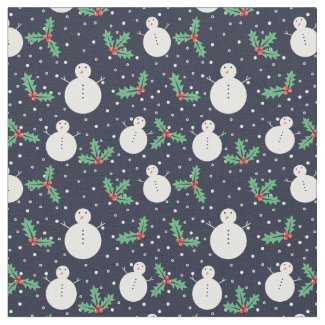 Snowmen and mistletoe pattern fabric