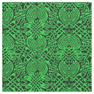 Celtic Bird Weave in Dark Green Fabric