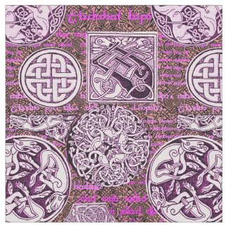 Celtic Dogs and Horses in Purple Fabric