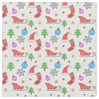 Christmas doodle elements pattern fabric