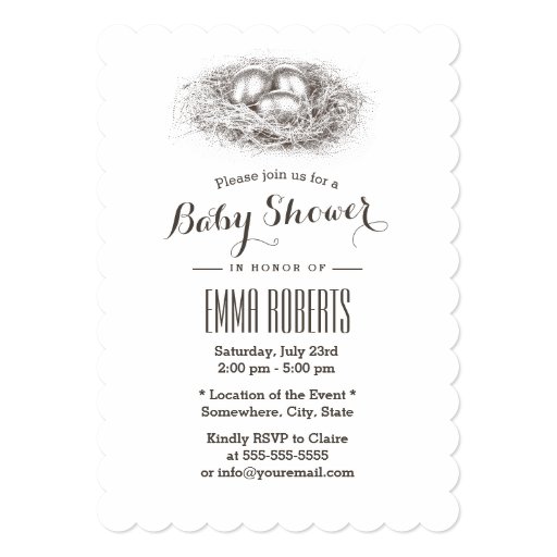Simple Bird Nest Baby Shower Invitations 5" X 7" Invitation Card