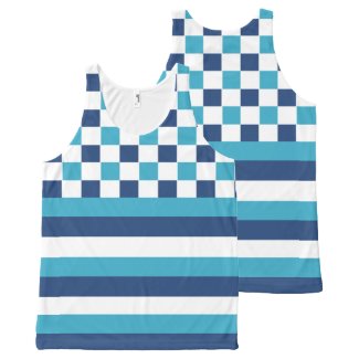 Geometric pattern in blue All-Over print tank top