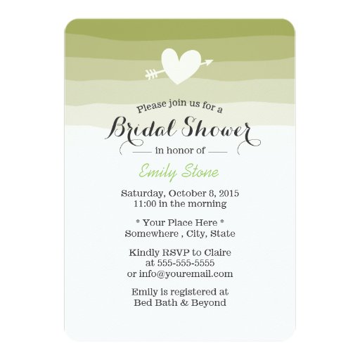 Classy Green Stripes Bridal Shower 5x7 Paper Invitation Card