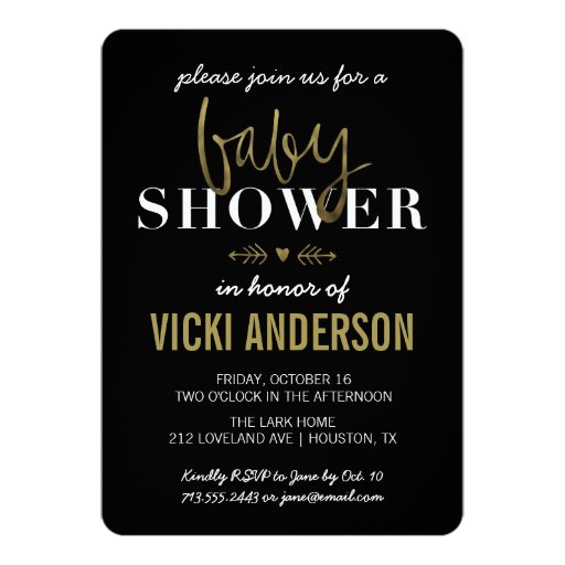 Glam Faux Gold Modern Baby Shower Invitations 5" X 7" Invitation Card