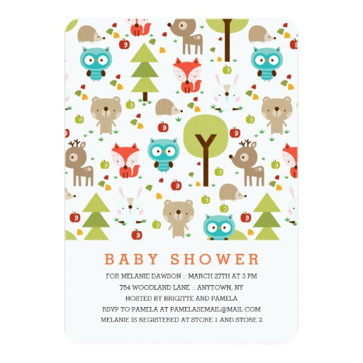 Modern Woodland Friends Neutral Baby Shower 5x7 Paper Invitation Card (front side)
