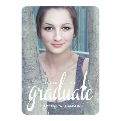 Chic Grad Modern Photo Graduation Invite 5" X 7" Invitation Card