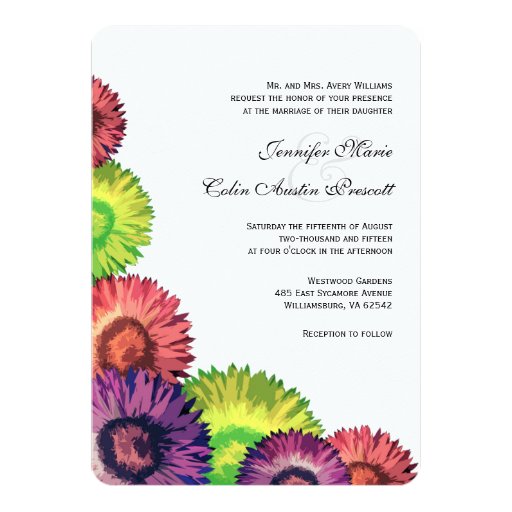 Sassy Summer Flowers Modern Wedding Invitation 5" X 7" Invitation Card